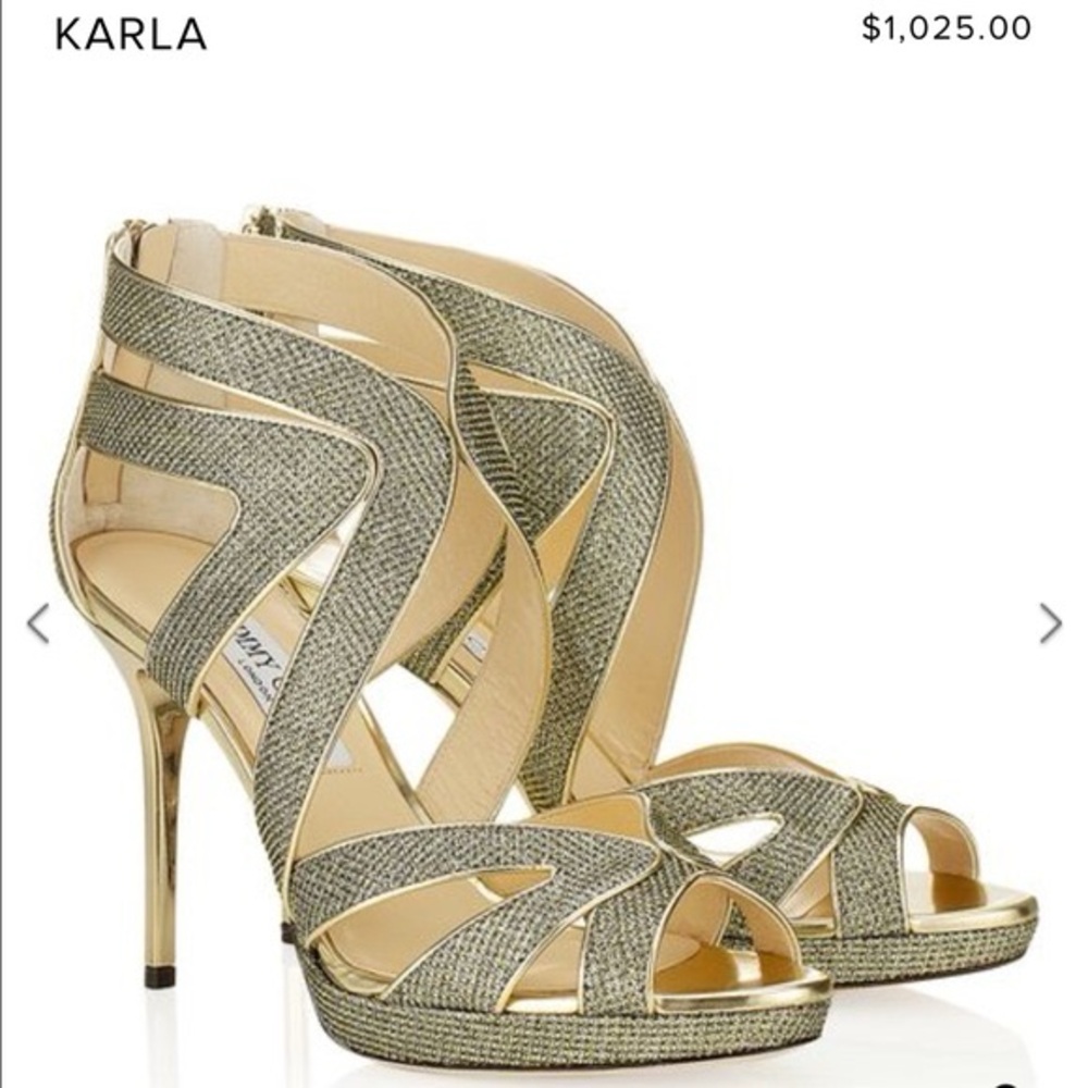 Jimmy Choo Gold Karla Heels in size US 8.5/ EU 38.5